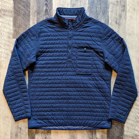 Relwen Windzip Popover Puffer Sweatshirt Jacket Navy Blue Medium - Picture 2 of 8